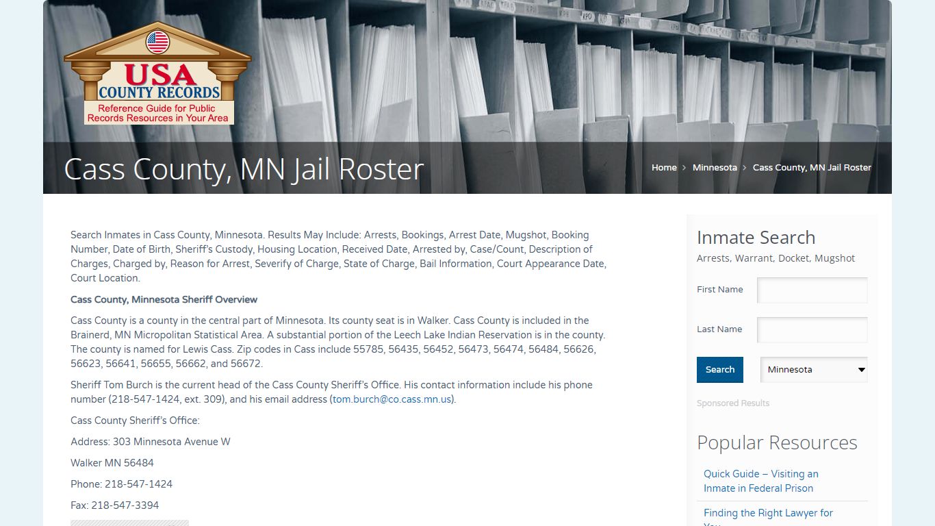 Cass County, MN Jail Roster | Name Search